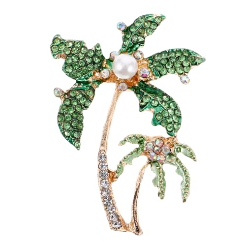 AKOOSY Grüne Kokospalmen brosche aus Legierung mit Funkelnden Strasssteinen Modisches Accessoire für Damen und Mädchen Elegante Anstecknadel für Kleidung Taschen und Hüte Sommerlicher von AKOOSY