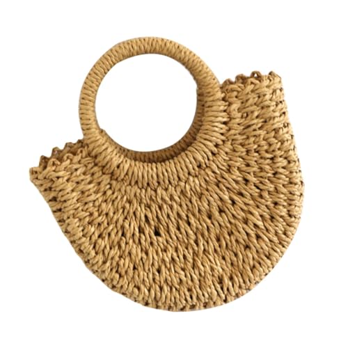 AKOOSY Halbmondförmige Strandtasche aus Gewebtem Material Große Kapazität Leichte Sommer Handtasche für Damen Outdoor Storage Bag für Shopping und Partys von AKOOSY