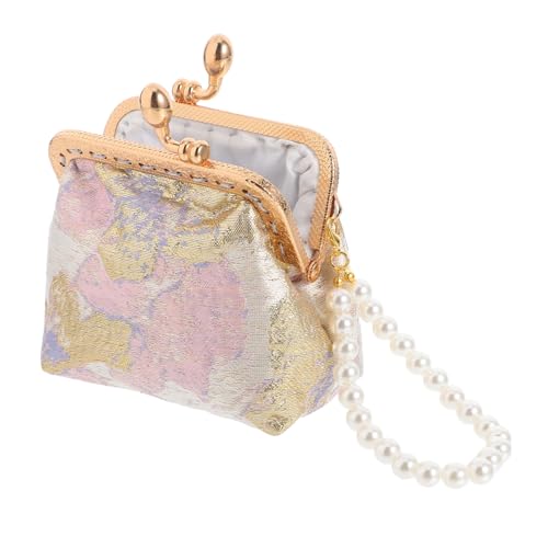 AKOOSY Handgefertigte Chinesische Seiden Geldbörse mit Perlenverzierung Traditioneller Seidenstoff Praktische Handtasche für Hochzeit Reise und Alltag Eleganter Blumen abendbeutel mit von AKOOSY