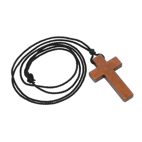 AKOOSY Holzkreuz Anhänger Kette Für Damen Herren Mit Kreuz Anhänger Aus Holz Pulloverkette Religiöser Schmuck Für Alltag Partys Und Feiertage von AKOOSY