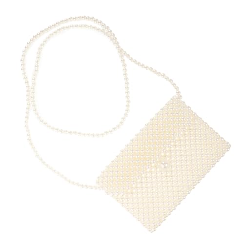 AKOOSY Handgefertigte Perlen clutch Crossbody Bag Weiß Elegante Abendtasche für Damen Cell Phone Pouch Kleine Schultertasche für Hochzeit Party Alltag von AKOOSY