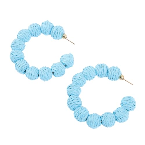 AKOOSY Handgefertigte Rattan Ohrringe Damen Raffia Ball Design Leicht und Hautfreundlich Sommer Strand Schmuck von AKOOSY