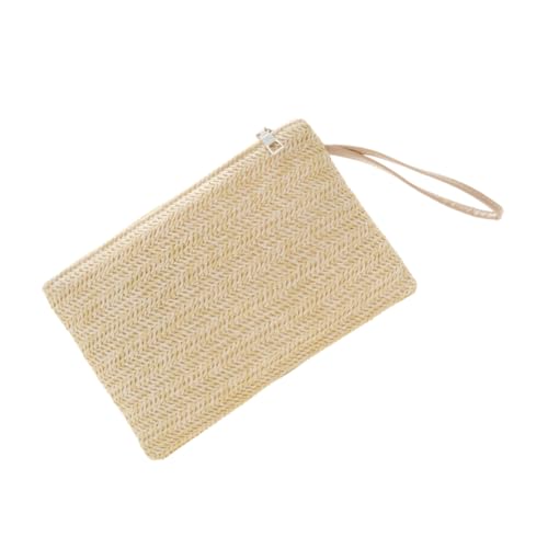 AKOOSY Handgefertigte Strandtasche aus Gewebtem Stroh Leichte Kleine Geldbörse für Damen Vielseitige Clutch für Kleingeld Karten und Alltag Robust und Praktisch für Reisen und Partys von AKOOSY