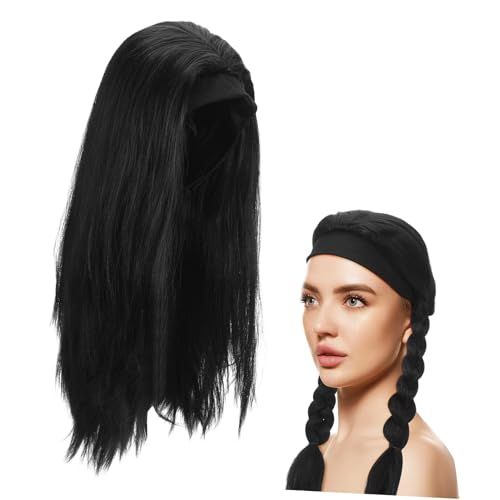AKOOSY Headband Wig für Frauen Gerade Synthetische Haare mit Natürlicher Haarlinie Leicht zu Tragen Atmungsaktiv und Bequem für Alltag Party Cosplay und Rollenspiele Schwarz von AKOOSY