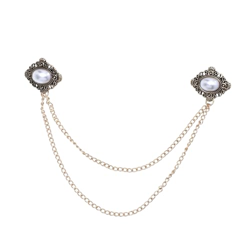 AKOOSY Herren Brosche Vintage Anstecknadel mit Perlenkette Vielseitiger Kragenclip für Hemd Pullover und Anzug Modisches Kleidung Accessoire Leicht und Auffällig von AKOOSY