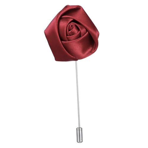 AKOOSY Handgemachte Blumen-brosche Für Männer Weinrote Boutonniere Für Anzug Krawatte Shirt Deko Praktisches Design Legierung von AKOOSY