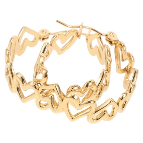 AKOOSY Herz Ohrringe Goldfarbene Creolen Leicht Hohl Damen Herren Modisch Vielseitig Labret Piercing Schmuck von AKOOSY