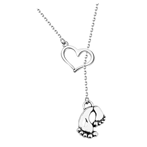 AKOOSY Herzanhänger Fußkette für Werdende Mütter Babyfüße Schmuck mit Geburtsstein zur Babyparty Muttertag Geburtstagskette von AKOOSY