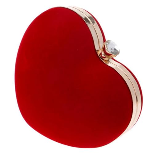 AKOOSY Herzförmige Abendtasche Damen Handgefertigt Clutch Kette Party Handtasche Rot Tragbar Stilvoll für Festliche Anlässe von AKOOSY