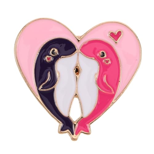 AKOOSY Herzförmige Anstecknadel Mit Cartoon-delfin Emaille-metall-brosche Süße Kleidungsdekoration Für Rucksack Hut Schal Valentine- von AKOOSY