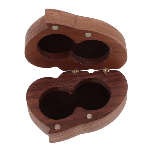 AKOOSY Herzförmige Ringbox aus Massivem Holz Doppel Ring Aufbewahrung Langlebige Schmuckbox für Hochzeit Verlobung und Handgefertigt in Kaffee Farbton von AKOOSY
