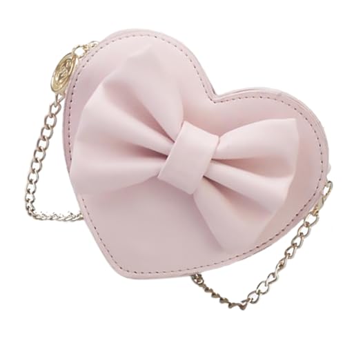 AKOOSY Herzförmige Umhängetasche mit Schleife Modische Damen Single shoulder Bag Praktische Kosmetiktasche Langlebiges Material Stylischer Begleiter für Freizeit und Alltag von AKOOSY