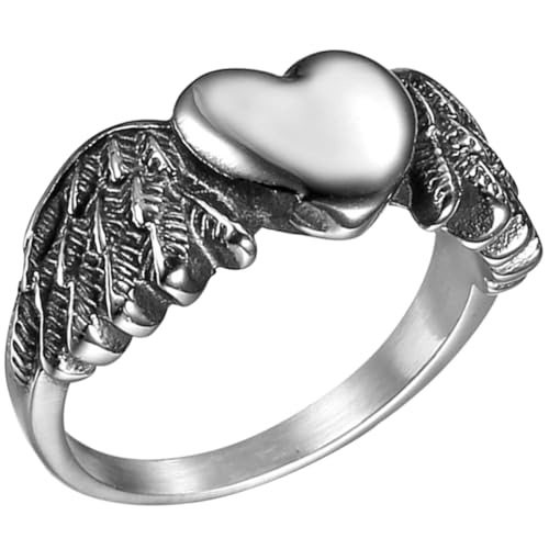 AKOOSY Herzförmiger Engelsflügel Ring Damen Schmuck Retro Stil Leicht und Robust Modischer Finger Ring für Frauen Alltag und Party von AKOOSY