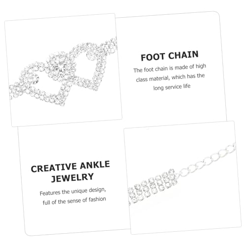 AKOOSY Herzförmiges Fußkettchen Verstellbar mit Funkelnden Strasssteinen Damen Fußkette Schmuck für Strand und Alltag Silber von AKOOSY