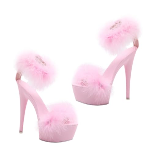 AKOOSY High Heeled Sandalen Damen Rutschfest Verarbeitung Modisch Komfortabel Für Frühling Sommer Rosa von AKOOSY