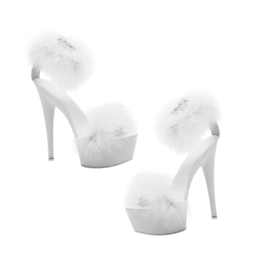 AKOOSY Sandalen Mit Hohen Absätzen Für Damen Federschmuck Atmungsaktiv Verschleißfest Und Verformungsbeständig Sommerschuhe Mit Rutschfester Sohle von AKOOSY