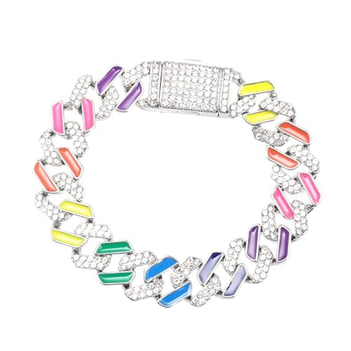 AKOOSY Hip Hop Style Unisex Armband Diamantbesetzt Strass Schmuck für Party Alltag und Tanz Modisches Farbverlauf Regenbogen Design Langlebiges Wrist Decor von AKOOSY