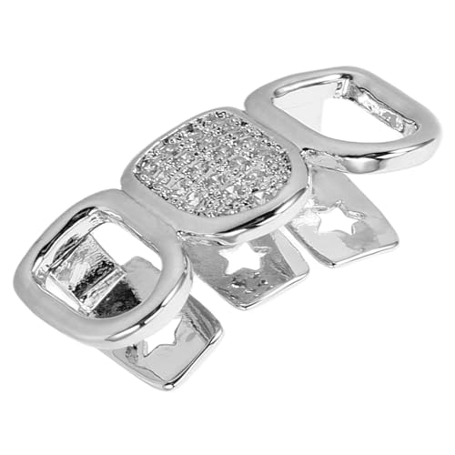 AKOOSY Hip Hop Zahn Grills aus Robustem Zirkon und Kupfer Silberfarbene Hohl Gearbeitete Zahnkappen mit Einzigartigem Design Modisches Schmuckaccessoire für Männer und Frauen für Partys von AKOOSY