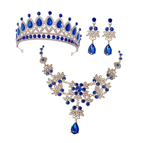 AKOOSY Hochwertiges Brautschmuck Set mit Strasskrone Funkelnder Halskette und Eleganten Ohrsteckern für Hochzeit Ball Fotoshooting und Festliche Anlässe von AKOOSY