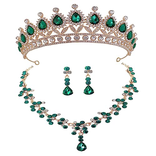 AKOOSY Hochzeit Brautschmuck Set Damen Halskette Ohrringe Teiliges Schmuckset Tiara Brautmutter Schmuck für Festliche Anlässe und Partys von AKOOSY
