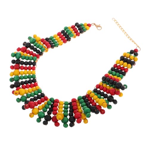 AKOOSY Bunte Afrikanische Holzperlenkette Mehrschichtige Damen-halskette Mit Gewebtem Holzanhänger Ethnischer Schmuck Für Partys Und Alltag von AKOOSY