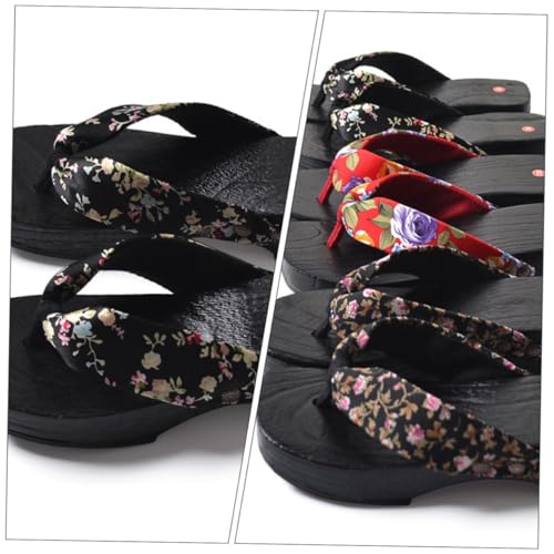 AKOOSY Japanische Holzclogs Sandalen Damen Clog Slippers mit Rutschfester Verschleißfester Sohle Modisch Kreatives Design Bequeme Innensohle für Sommer Strand und Alltag von AKOOSY
