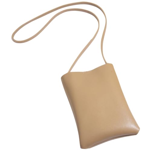 AKOOSY Kleine Damen Crossbody Handytasche mit Knopfverschluss Hochformat Smartphone Tasche Einfache Umhängetasche in Khaki Praktisches Portemonnaie für Karten und Geld Modische von AKOOSY