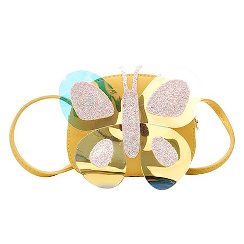 AKOOSY Kleine Mädchen Schmetterling Umhängetasche Niedliche Gelbe Mini Handtasche für Aufbewahrungstasche für Outdoor Kindergarten und Reisen Gestaltet mit Feiner Verarbeitung von AKOOSY