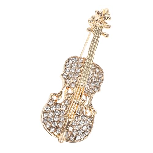 AKOOSY Kleine Violinbrosche mit Funkelnden Strasssteinen Goldfarbene Anstecknadel für Damen und Herren Eleganter Schmuck für Anzug Strickjacke und Schal Vielseitiger Kleidungs Accessoire von AKOOSY