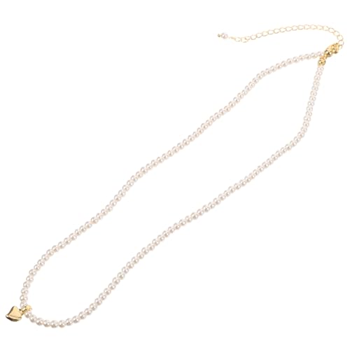AKOOSY Kreative Damen Halskette mit Perlen Modischer Halsschmuck für Abnehmbarer Herzanhänger Eleganter Glasperlen Look für Besondere Anlässe von AKOOSY