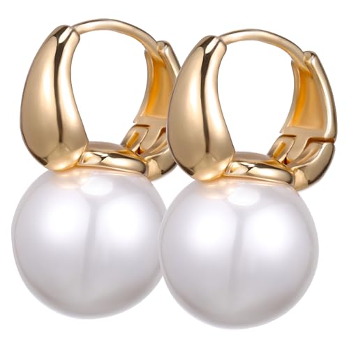 AKOOSY Künstliche Perlenohrringe Minimalistische Creolen aus Kupferlegierung Modische Langlebige Modeschmuck Ohrringe für Damen zu Valentinstag und Hochzeit von AKOOSY
