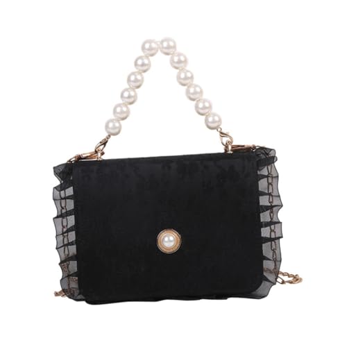 AKOOSY Lace Chain Crossbody Bag Damen Handtasche mit Perlen Schultertasche Modisch Vielseitig für Alltag Reise Shopping von AKOOSY