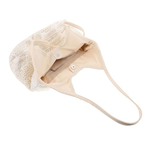 AKOOSY Lässige Damen Schultertasche aus PU und Spitze Große Kapazität Leichter Faltbarer Beach Tote Bag Modische Netz umhängetasche für Alltag Reisen und Einkäufe von AKOOSY