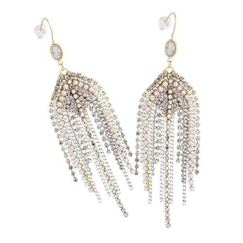 AKOOSY Lange Perlen Ohrringe Damen Statement Kronleuchter Ohrringe mit Baumelnden Perlen Glamouröse Dangle Ohrhänger für Hochzeit Party und Alltag von AKOOSY