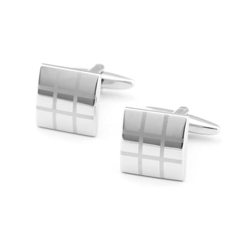 AKOOSY Lasergravierte Quadratische Manschettenknöpfe für Herren Silberfarbene Sleeve Buttons Hemdmanschetten Elegantes Accessoire für Hochzeit und Business Langlebig und Stilvoll von AKOOSY