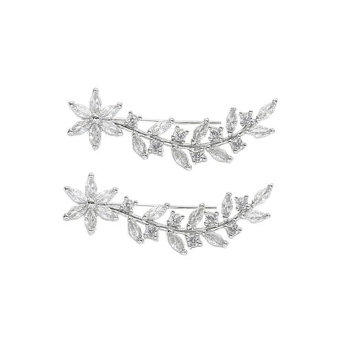 AKOOSY Leaf Ohrkletterer Ohrringe Damen mit Funkelnden Blüten und Blattdesigns Zarte Leichte Ear Crawler Stecker Eleganter Schmuck für Party und Alltag Komfortabel und Modisch von AKOOSY