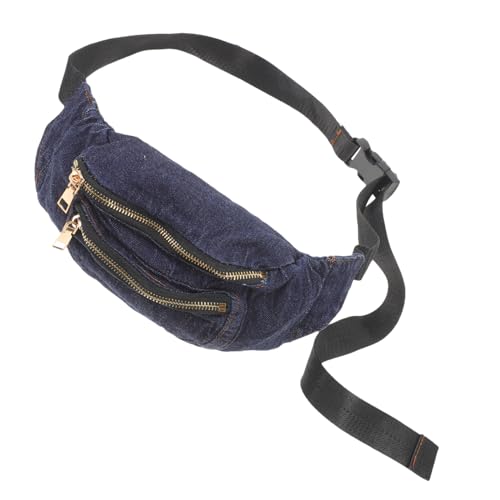 AKOOSY Leichte Denim Gürteltasche Damen Verstellbar Langlebig Robust Crossbody Bauchtasche Brusttasche Dunkelblau Jeans Hüfttasche Elastischer Gürtel Multifunktional von AKOOSY