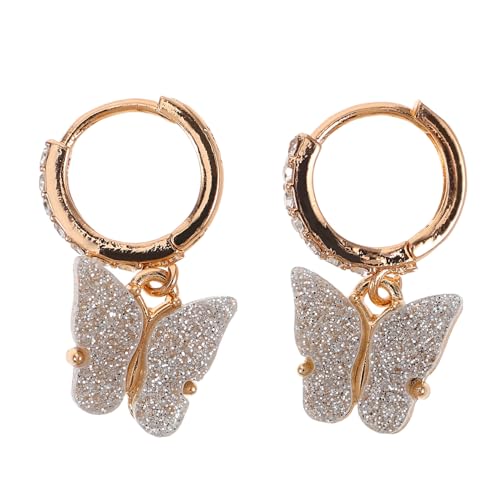 AKOOSY Leichte Schmetterling Resin Ohrringe Damen Zinklegierung Creolen mit Filigranem Design Ohrmanschetten für Party Hochzeit und Alltag Komfortabel und Vielseitig Tragbar von AKOOSY