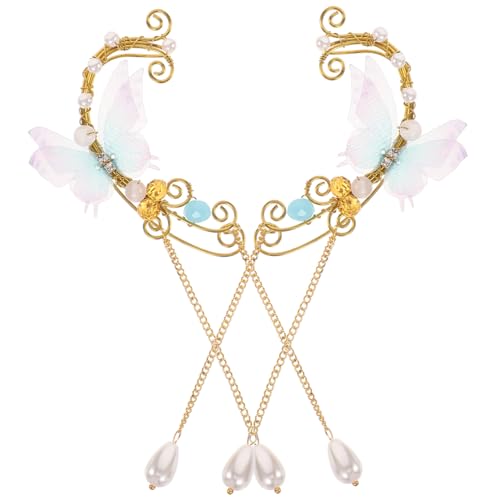 AKOOSY Leichte Zarte Ohrclips mit Perlen und Schmetterlingsdesign Ohrschmuck für Frauen Ear Wrap für Besondere Anlässe und Alltag Geschenkidee für Damen und Mädchen Zufällige Farbe von AKOOSY