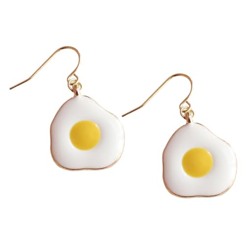 AKOOSY Lustige Ohrstecker Damen Poached Egg Design Food Ohrschmuck Niedliche Baumelnde Ohrringe Geschenkidee Für Frauen Und Mädchen Komfortabel Hautfreundlich von AKOOSY