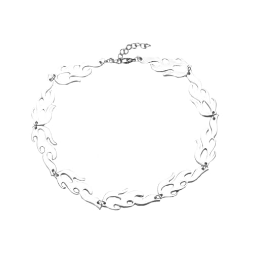 AKOOSY Männer Hip Hop Halskette Flammen Anhänger Kreatives Design Silberlegierung Robust für Partys Stylische Modeaccessoires von AKOOSY