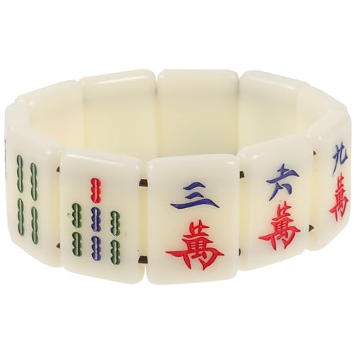 AKOOSY Mahjong Armband aus Langlebigem Kunststoff Elastisches Geschnitztes Schmuckstück mit Glänzender Oberfläche Glücksarmband für Frauen und Kreatives Geschenk für Weihnachten und von AKOOSY