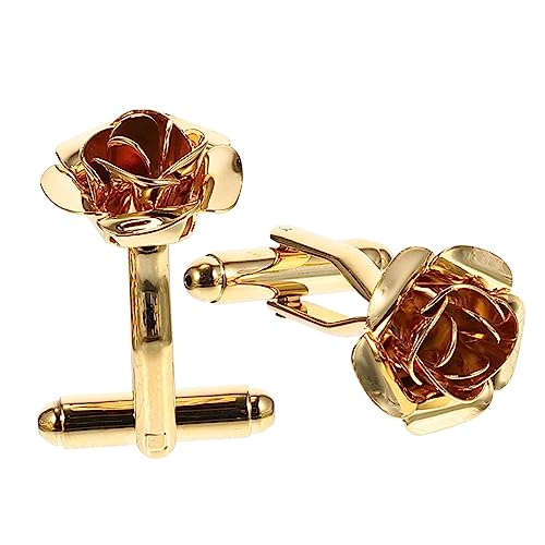 AKOOSY Manschettenknöpfe Herren Floral Design Goldfarbene Hemdknöpfe Anzug Accessoires für Hochzeit Smoking Business und Party von AKOOSY