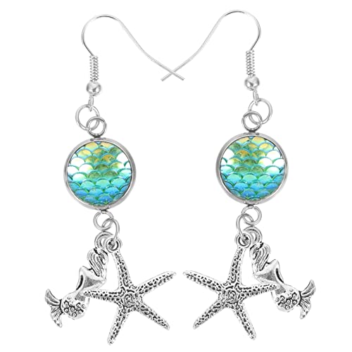 AKOOSY Meerjungfrau Ohrringe Damen mit Meeresstern Anhänger Trendige Ohrstecker und Baumelnde Schmuckstücke für Besondere Anlässe und Partys AKOOSY Meerjungfrau Ohrringe Damen mit Meeresstern Anhänger Trendige Ohrstecker und Baumelnde Schmuckstücke für Besondere Anlässe und Partys von AKOOSY