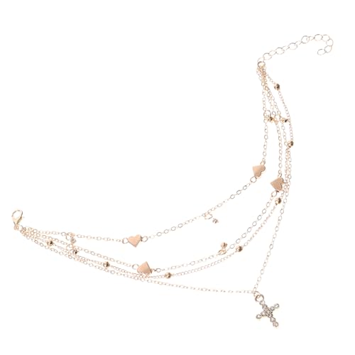 AKOOSY Mehrlagige Fußkette Damen Metall Stern Design Modisch Vielseitig Einfache Runde Perlen Langlebige Metall Fußkettchen für Strand Urlaub und Alltag Stilvolle Mehrschichtige von AKOOSY