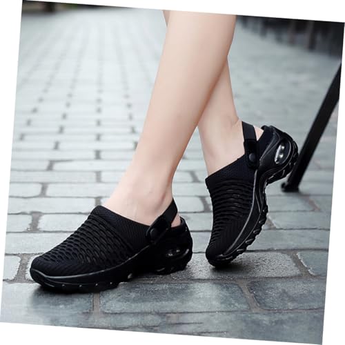 AKOOSY Mesh Atmungsaktive Halbschuhe Damen Herren Sommer Slippers Leicht Rutschfest Elastisch Komfortabel Schwarz Geeignet für Freizeit Reise Alltag von AKOOSY