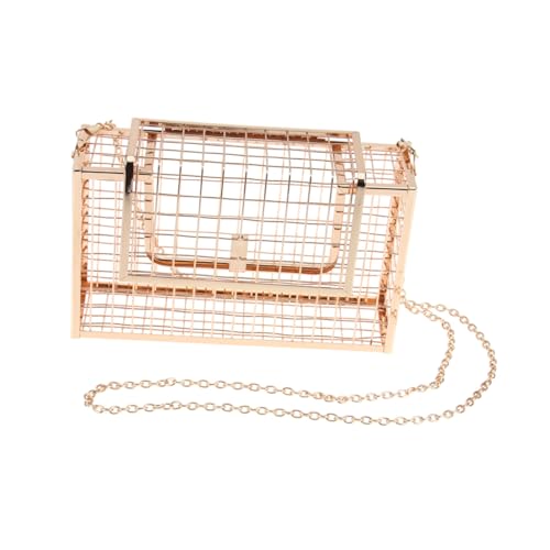 AKOOSY Metal Clutch Abendtasche Damen Hohlkästchen Design Leicht und Geometrische Form Goldfarbene Handtasche für Partys und Prom Schultertasche für Frauen von AKOOSY