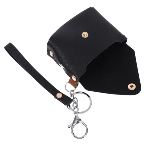 AKOOSY Mini Geldbörse aus PU mit Karabiner Kleine Münzgeldbörse und Schlüsselanhänger für Damen Kompakt und Praktisch Tragbare Münztasche Robust und Leicht zu Reinigen Schwarz von AKOOSY