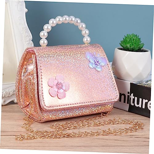 AKOOSY Mini Pearl Handtasche Kette Umhängetasche mit Abnehmbarem Schulterriemen und Großem Fassungsvermögen Leichte Mädchen Crossbody Tasche Gold mit Elegantem Blumenmotiv von AKOOSY