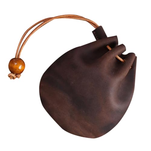 AKOOSY Mini Vintage Stil Kleines Portemonnaie aus Hochwertigem Lederbeutel Kompakte Kleingeldtasche Multifunktionale Mini Geldbörse für Schlüssel und Kleinigkeiten Kaffee Farbton von AKOOSY